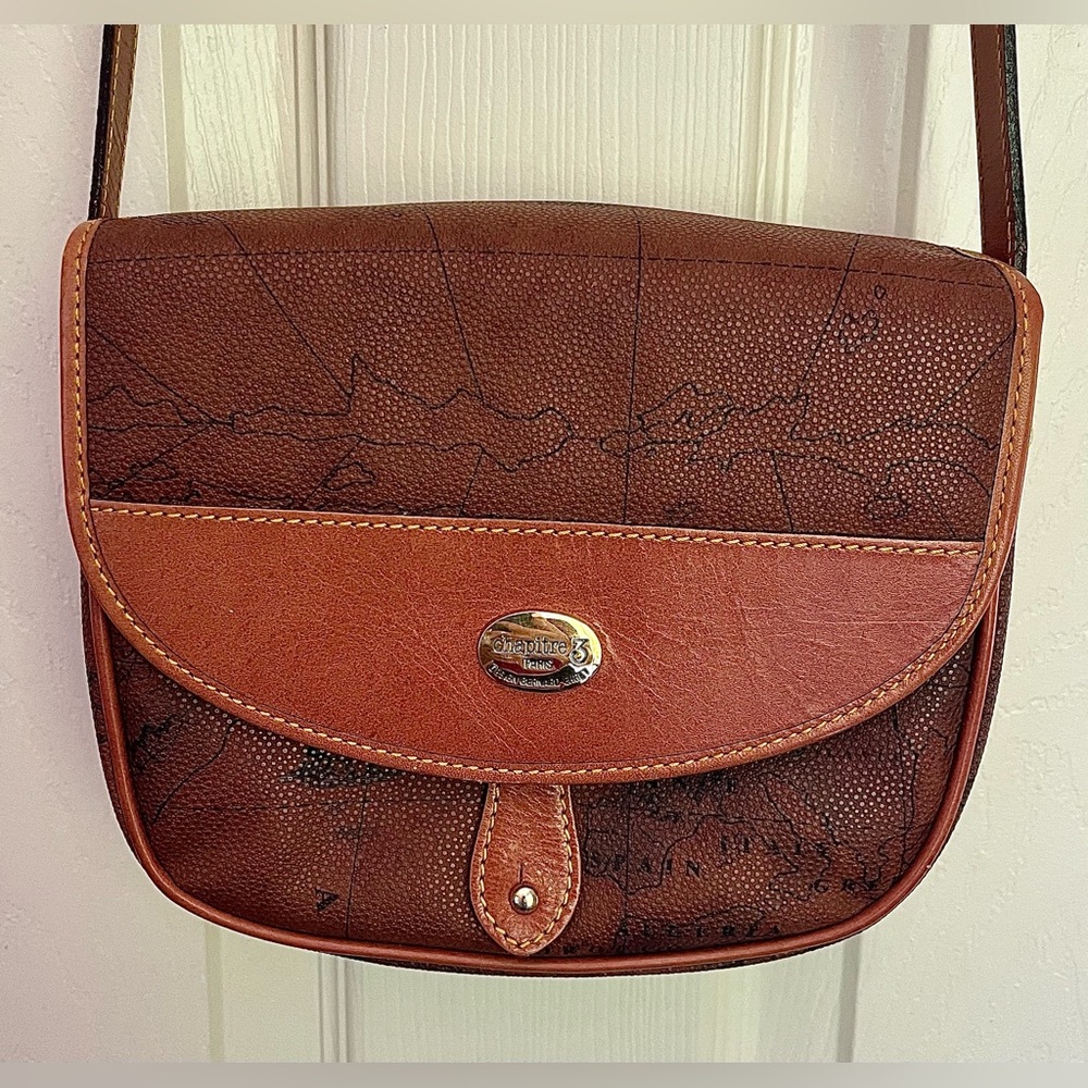 Chapitre 3 PARIS BERNARD EHRET  WORLD MAP CANVAS | Cognac crossbody VINTAGE